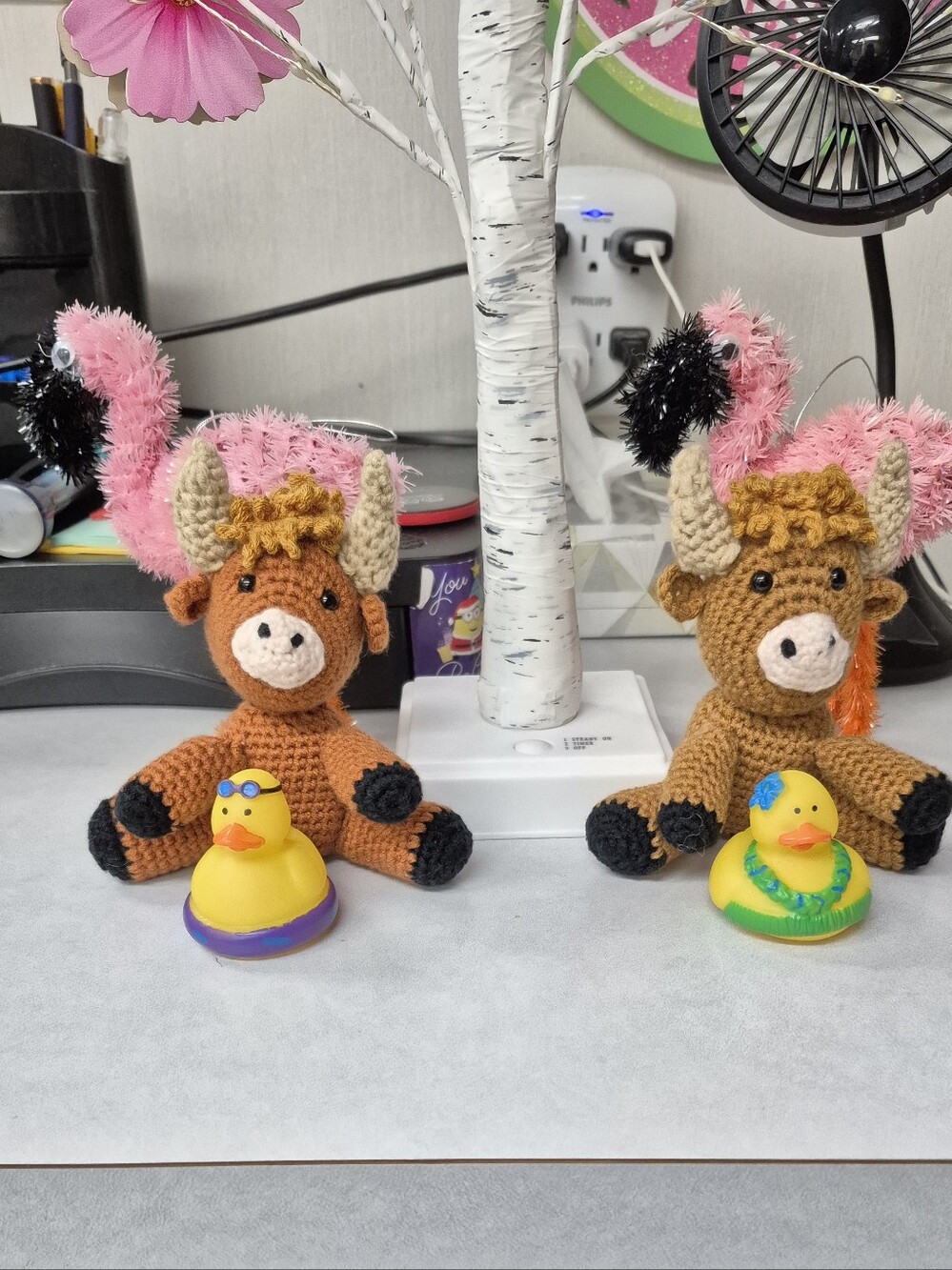 Handmade Brown Crochet Plush Highland Cows. NEW WITHOUT TAGS